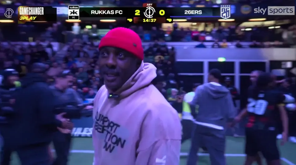 The goal prompted Idris Elba to run onto the pitch in celebration