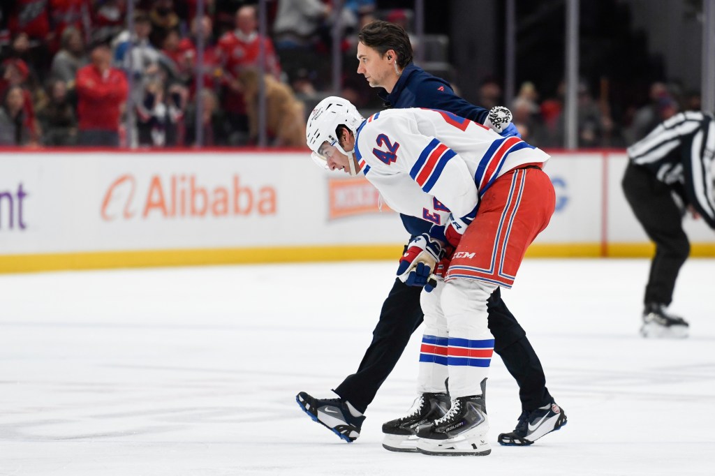 Rangers rookie Noah Laba, who suffered an upper-body injury during their New Year's Eve loss to the Capitals, may return to the lineup on Saturday against the Bruins in Boston.