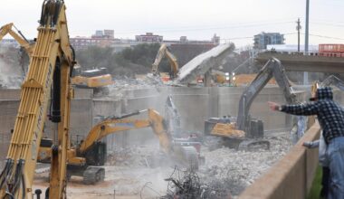 Crews demolish parts of Interstate 30 in downtown Dallas for planned construction