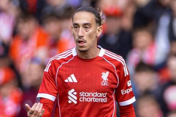 LIVERPOOL, ENGLAND - Monday, August 4, 2025: Liverpool's Kostas Tsimikas during a pre-season friendly match between Liverpool FC and Athletic Bilbao at Anfield. (Photo by David Rawcliffe/Propaganda)