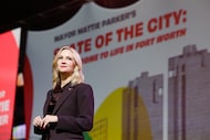 Mayor Mattie Parker speaks during the State of the City on Thursday, Oct. 16, 2025, in Fort...