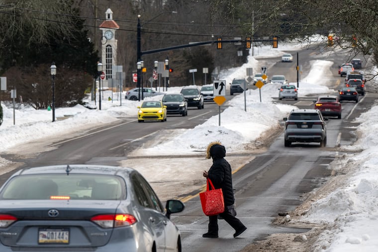 Plowed snowbanks line Main Street in Doylestown after Sunday's snowfall. It's been taking its time melting.