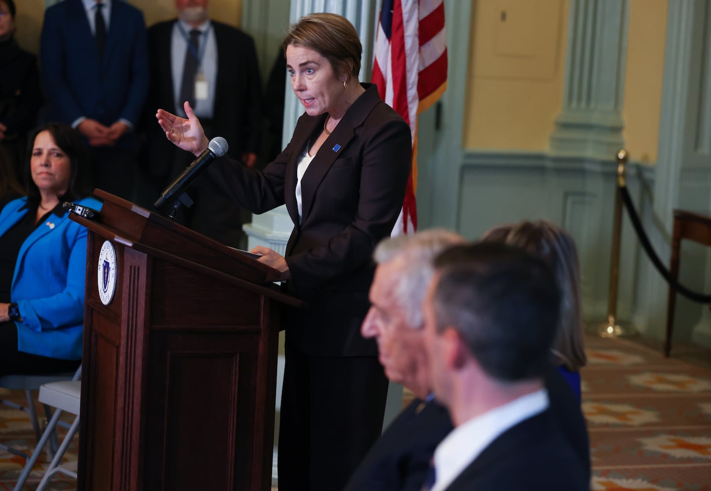 Massachusetts Governor Maura Healey, shown here in December, on Wednesday announced new restrictions on health insurance prior authorizations.
