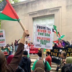 Palestinians and supporters marked the 77th annual Nakba Day on Thursday with a rally at the Brooklyn War Memorial in Downtown Brooklyn. Photo: Mary Frost, Brooklyn Eagle