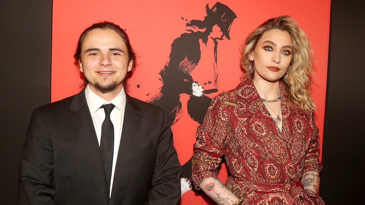 Prince Jackson and Paris Jackson pose at the opening night of "MJ," the Michael Jackson musical, at Neil Simon Theatre on Feb. 1, 2022.