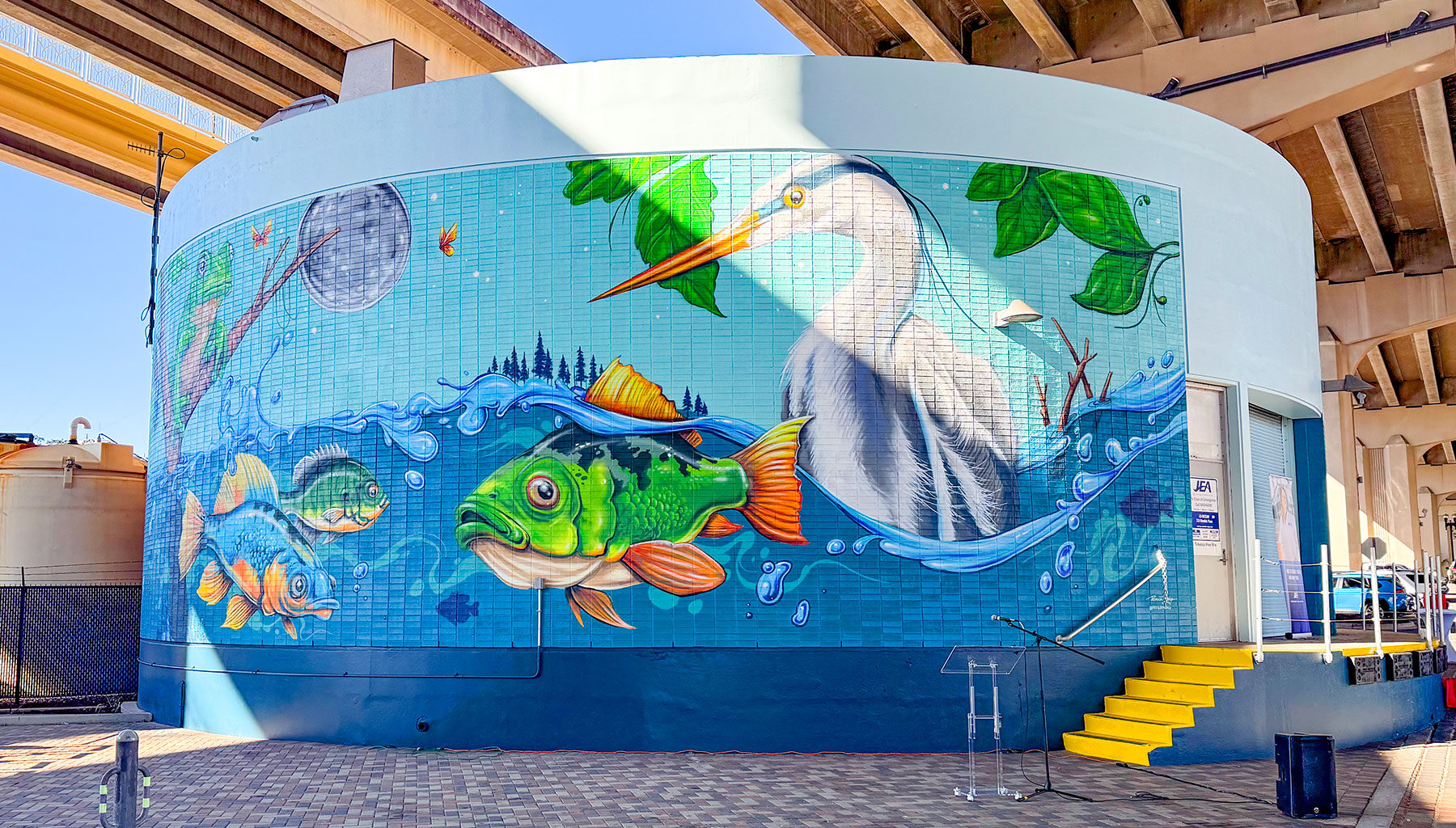 “Abundant Waters” has beautified the JEA pump station beneath the Fuller Warren Bridge.