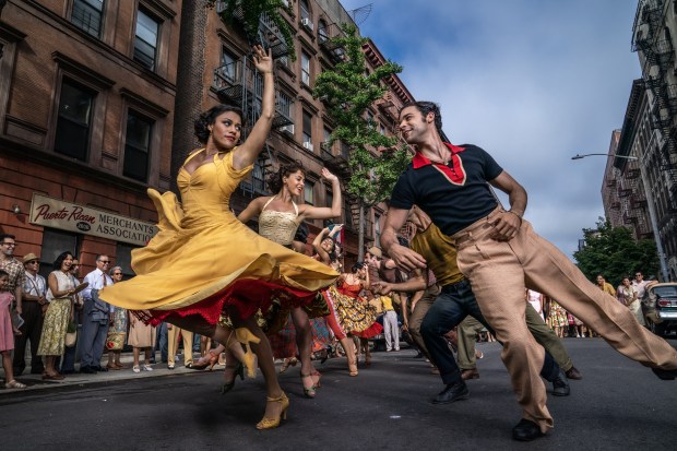 Costumes by Paul Tazewell in a scene from the 2021 movie "West Side Story." (20th Century Studios)