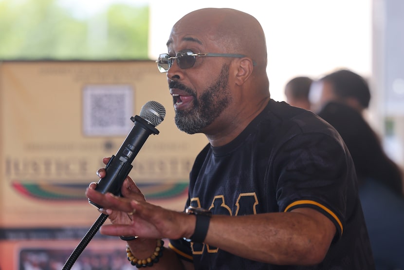 Dr. Frederick D. Haynes, III speaks during a rally in opposition to mid-decade redistricting...