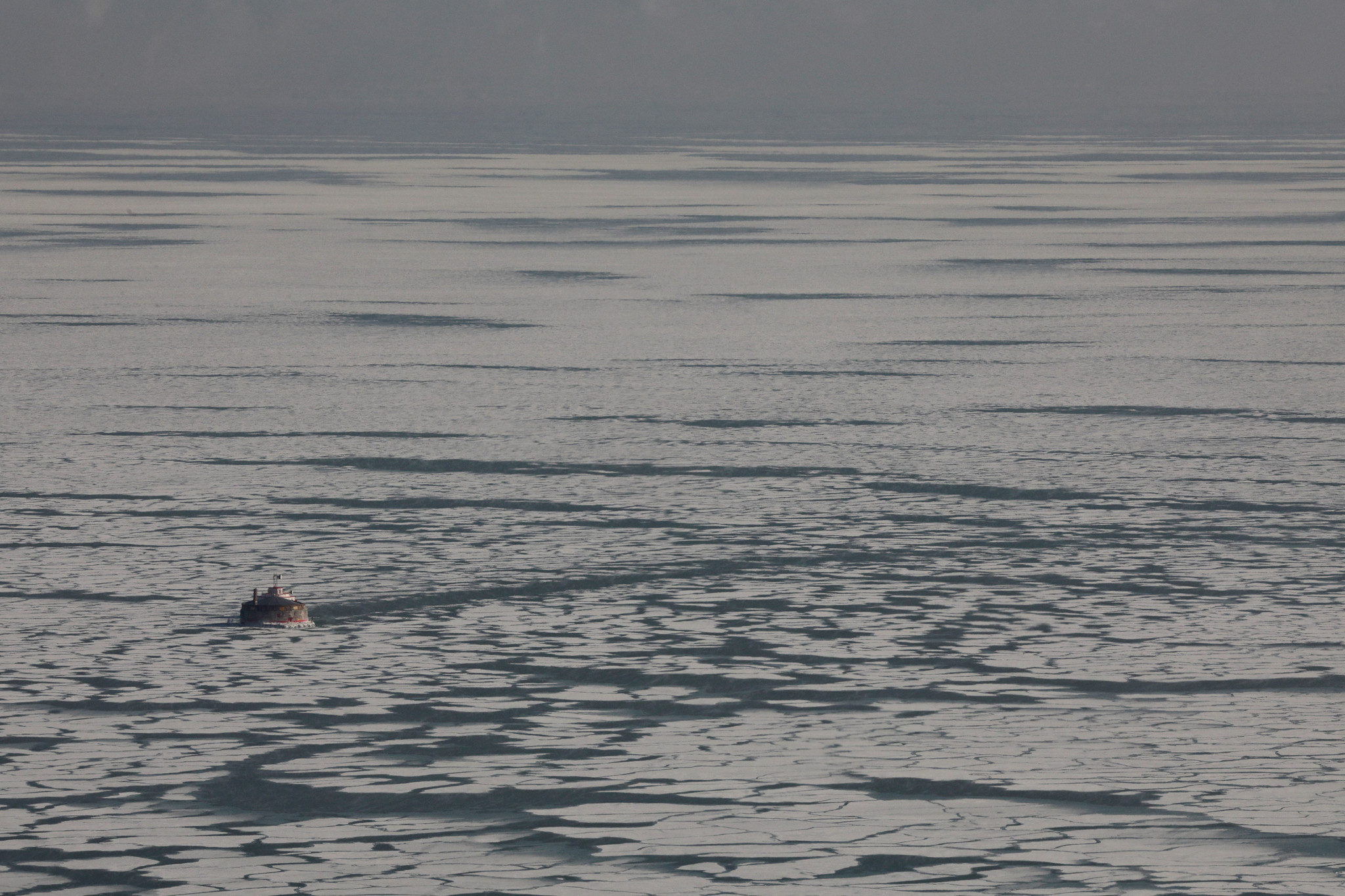 IceÂ forms on Lake Michigan as cold weather envelops the city,...