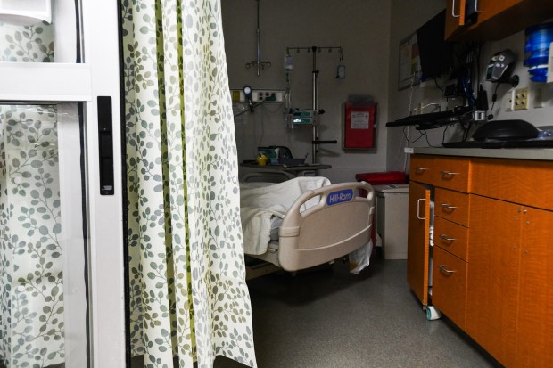 A patient occupies a room in the ER of Geisinger Community Medical Center in Scranton Friday, January 16, 2026. (SEAN MCKEAG / STAFF PHOTOGRAPHER)