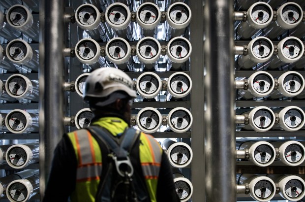 A reverse osmosis system at the Pure Water facility on Friday, Sept. 13, 2024, in San Diego. (Ana Ramirez / The San Diego Union-Tribune)
