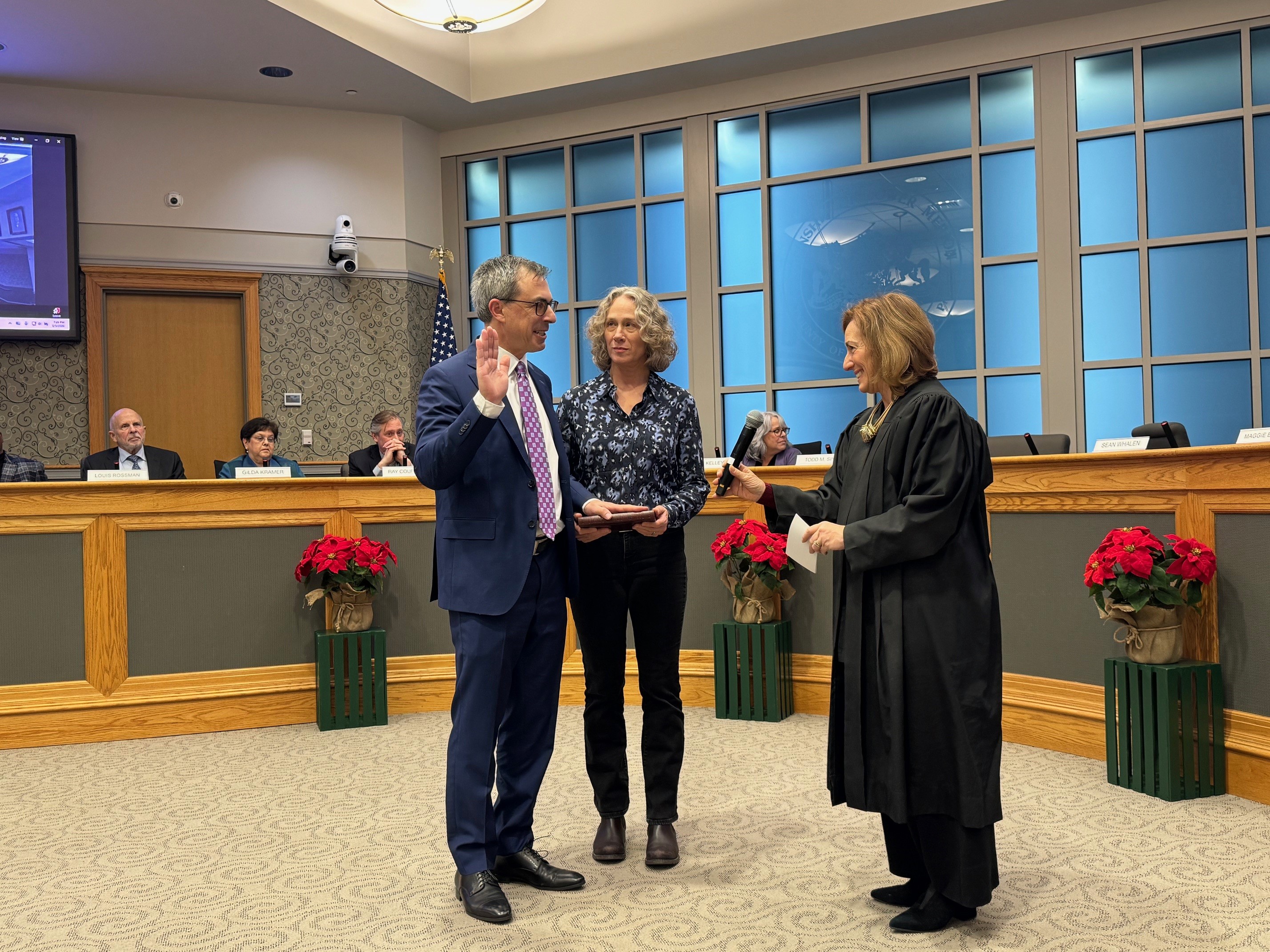 Todd Sinai being sworn in for this third term as...