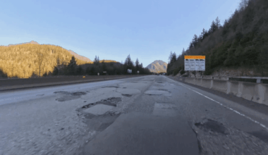 Blown tires, damaged vehicles reported as massive potholes riddle Coquihalla Highway