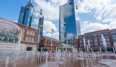 Fountains in downtown Fort Worth plaza