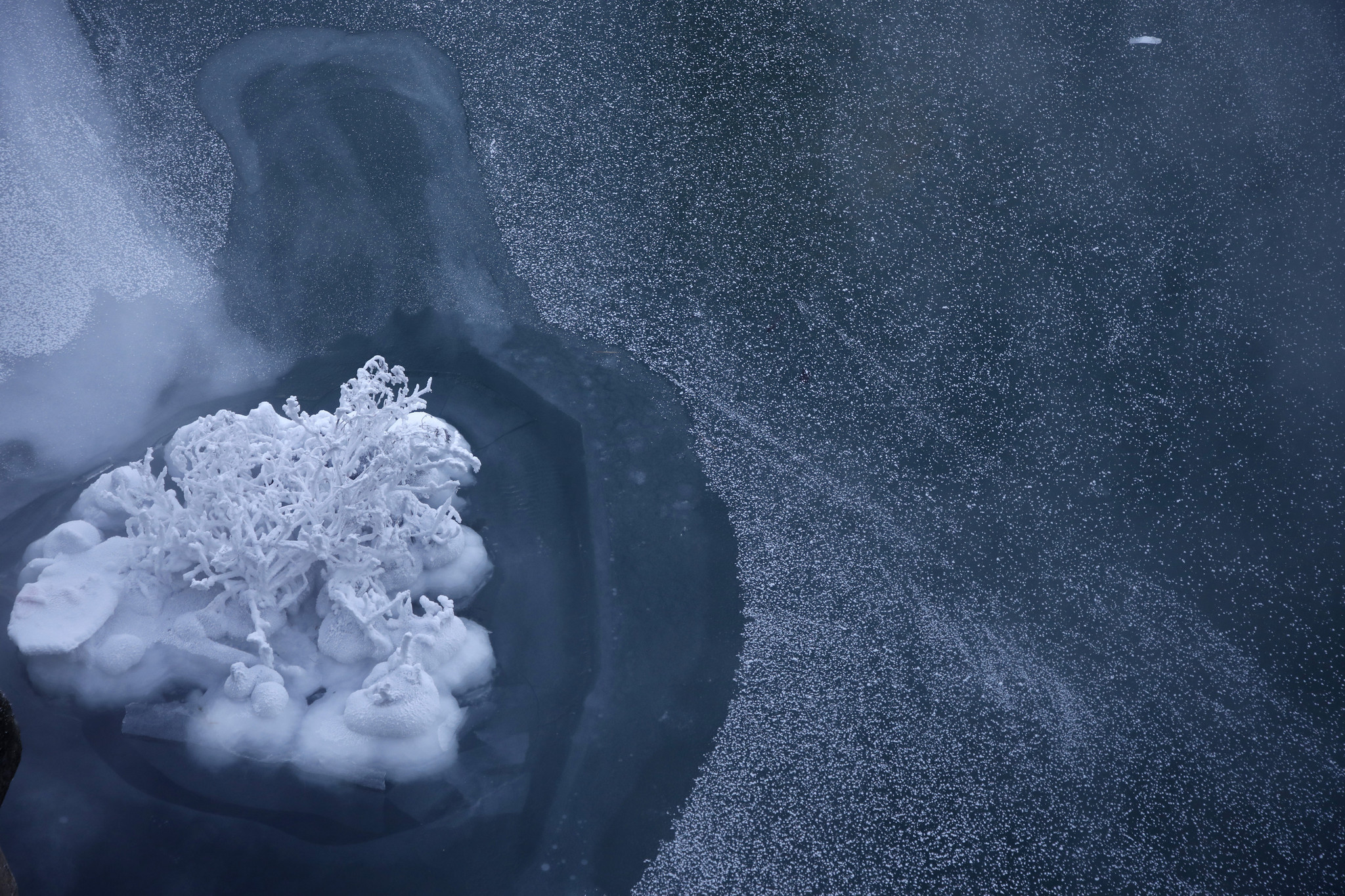 During a second morning of deep sub-zero cold ice forms...