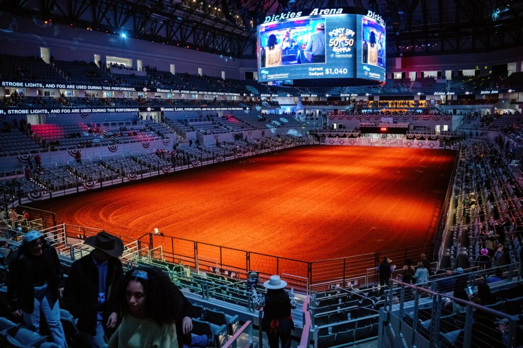 Along with the Will Rogers Coliseum, Dickies Arena brings packed crowds to watch rodeo competitions throughout FWSSR. (Photo by Walt Burns)