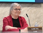 Claire Hall, as seen in this 2024 photo, served on the Lincoln County board of commissioners for 21 years. She  died suddenly Sunday in Portland from health complications.