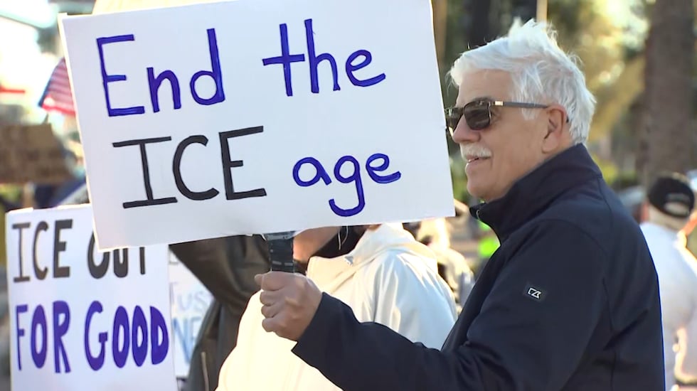 Demonstrators gathered near Bell Road and North Civic Center Drive in Surprise to protest the...