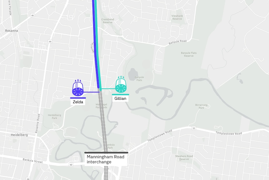 A map shows the position of two underground tunnel boring machines.