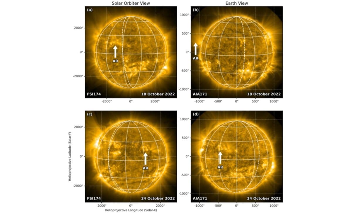 Active Region Selected By The Coordinated Observations As Visible From The Solar Orbiter Perspective And The Earth Perspective