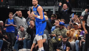 Thompson scores 26 points, moves up 3-point list, as Flagg-less Mavericks cruise past Jazz, 144-122
