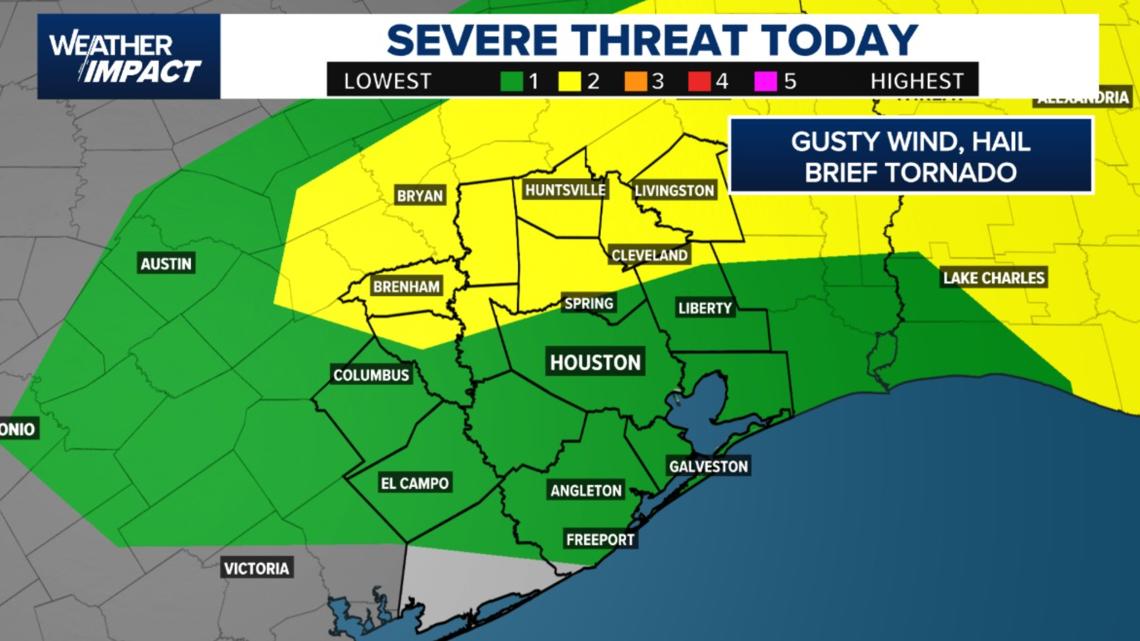 Weather Impact Alert issued as isolated strong storms possible this evening north of Houston