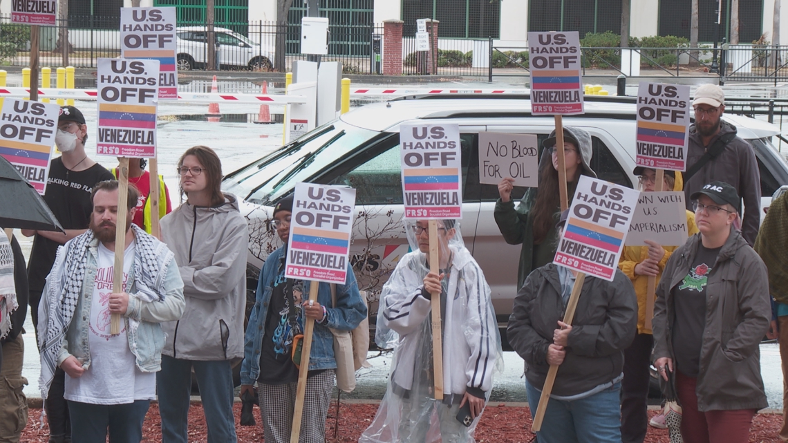Jacksonville activist groups rally to condemn strike on Venezuela