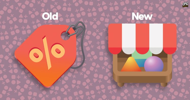 Bazaar's old and new app icons side by side.