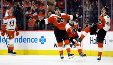 Zegras scores twice against former team, Flyers defeat Ducks