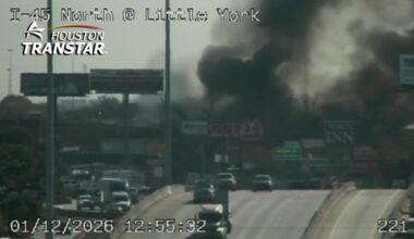 Fire crews respond to church fire along the North Freeway near Parker Road