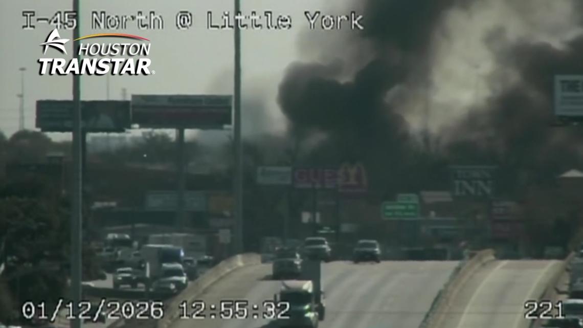 Fire crews respond to church fire along the North Freeway near Parker Road