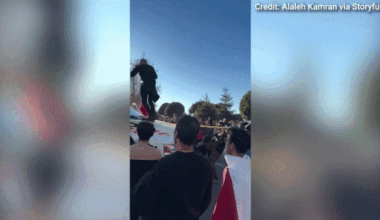 Protesters swarm U-Haul that drove through Iran demonstration in LA: video