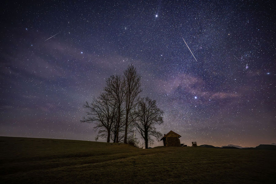The Geminid meteor shower peaks in the early morning hours over Austria in December. Georg Kukuvec/APA-Images/Shutterstock via CNN Newsource