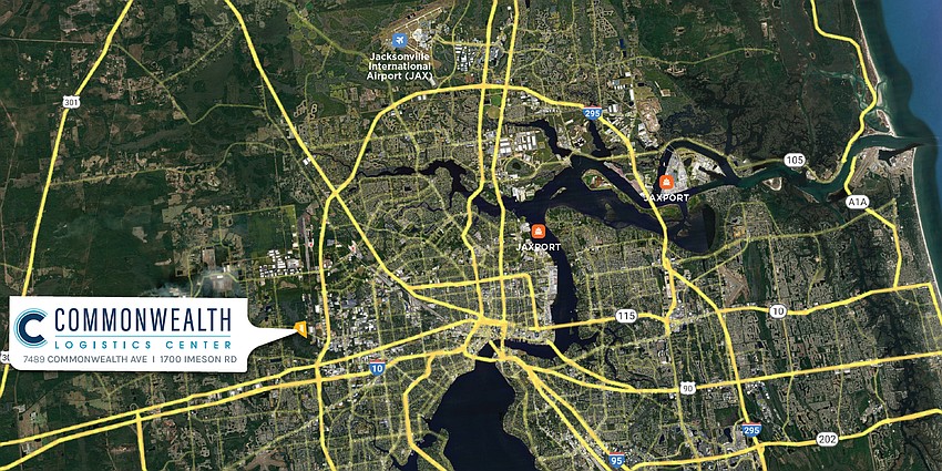 Commonwealth Logistics Center in West Jacksonville is at Commonwealth Avenue and Imeson Road. It is about 1 mile northwest of Interstate 295.