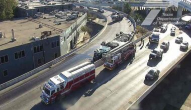 Overturned 18-wheeler shuts down Finesilver Curve connector ramp in downtown San Antonio
