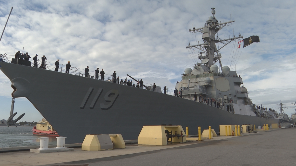 USS Delbert D. Black deploys from Mayport amid global tension; sailors' families say emotional goodbyes
