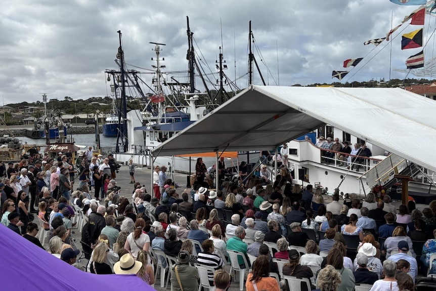 A birds eye view of the crowds at the Tunarama Festival at Port Lincoln on Eyre Peninsula.