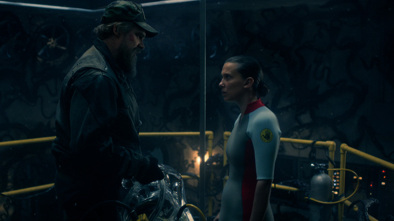 Hopper and Eleven arguing in Stranger Things