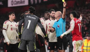 Arsenal&rsquo;s Gabriel Martinelli (right) was booked for moving injured Liverpool full-back Conor Bradley (not pictured) off the pitch (PA)