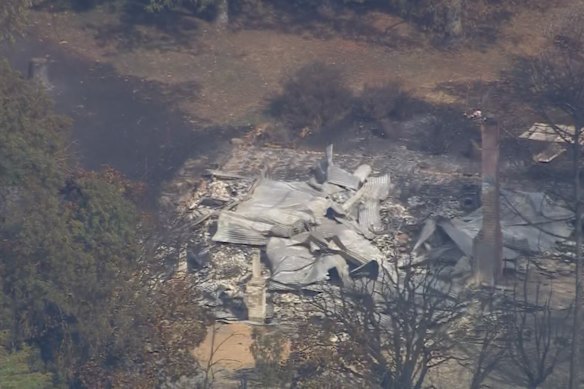 Fire destroyed at least 10 homes in Ruffy, about 100 kilometres north of Melbourne.