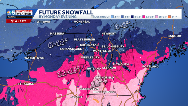 sunday into monday snow map