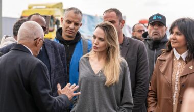 Angelina Jolie visits Egyptian side of Rafah crossing to meet with Palestinian refugees and aid workers