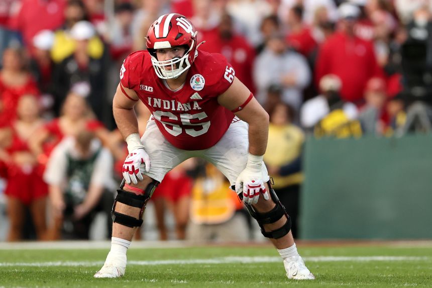 Indiana offensive lineman Carter Smith plays in the Rose Bowl on January 1.