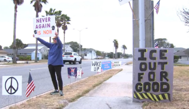 Dozens gather in Neptune Beach to protest ICE  – Action News Jax