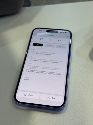 even realities app on iphone showing translated conversation