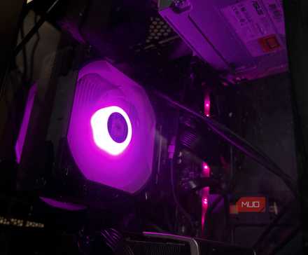 Inside of Desktop PC Showing Purple Fan