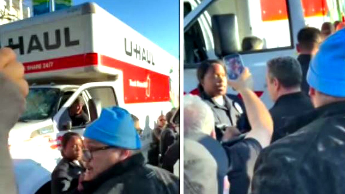 police detain male driver of U-Haul truck