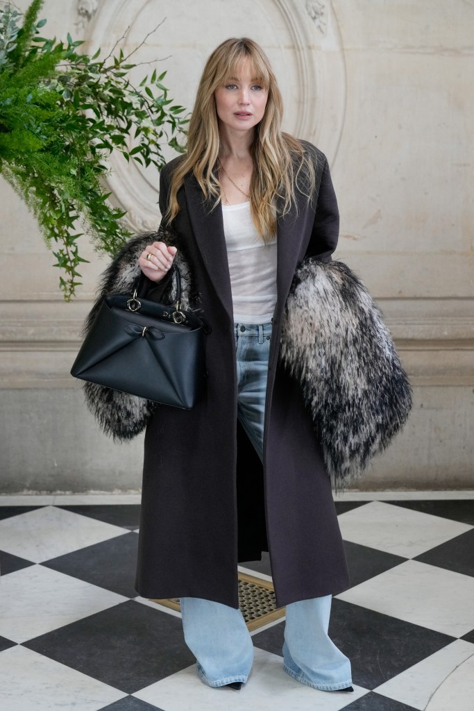 Jennifer Lawrence attends the Christian Dior Haute Couture show during Paris Fashion Week.