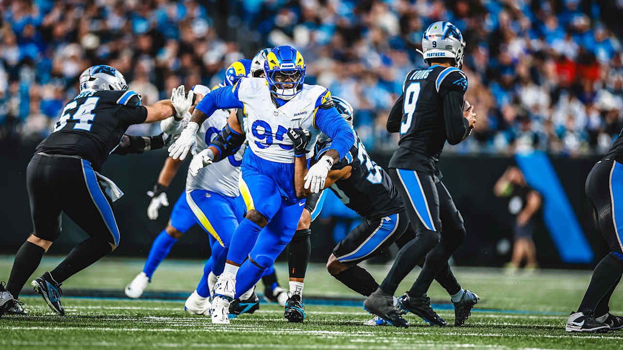 Poona Ford sacks Bryce Young - Los Angeles Rams Highlights