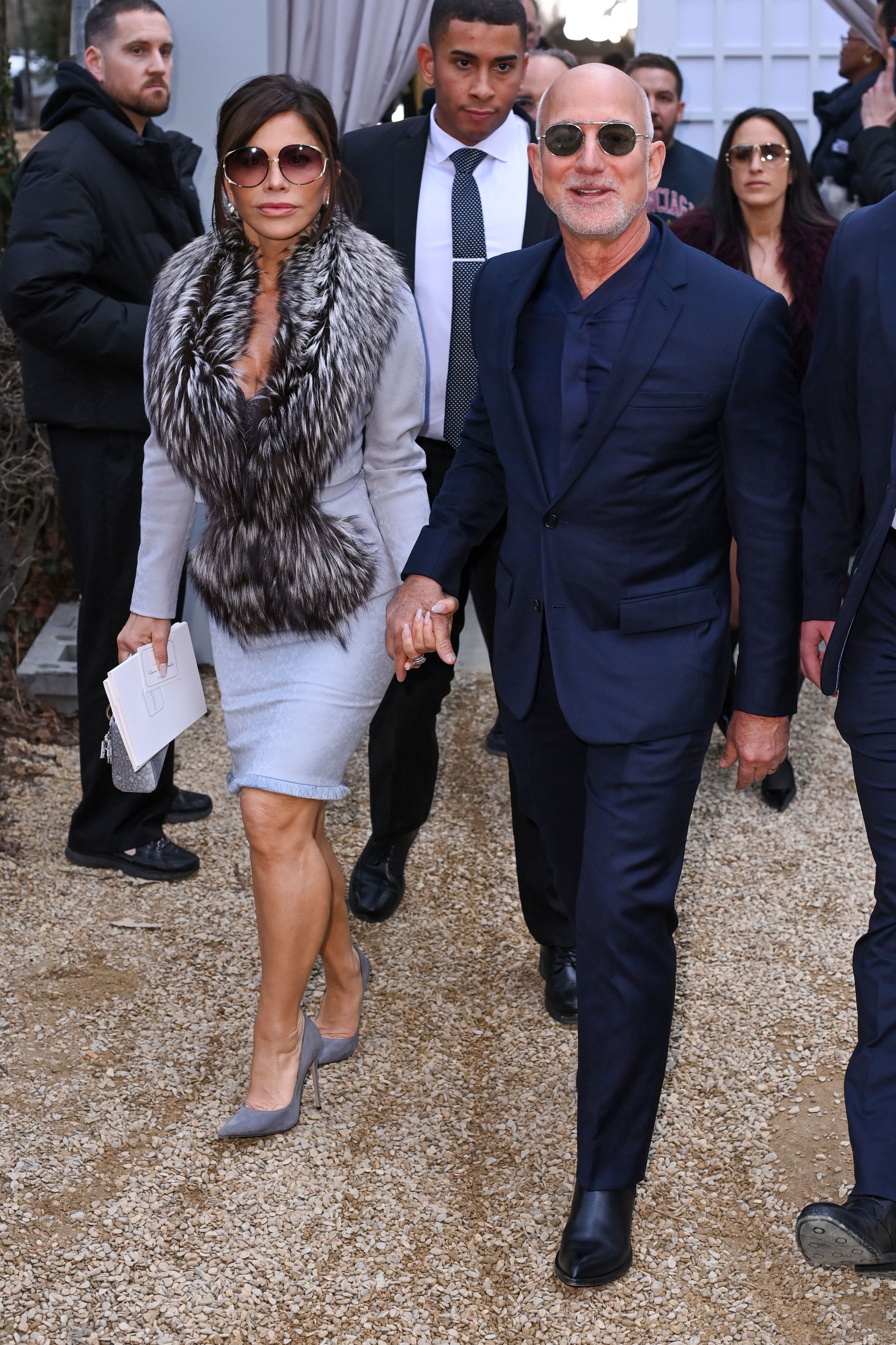 Laura Sánchez and Jeff Bezos attend the Christian Dior Haute Couture show during Paris Fashion Week.